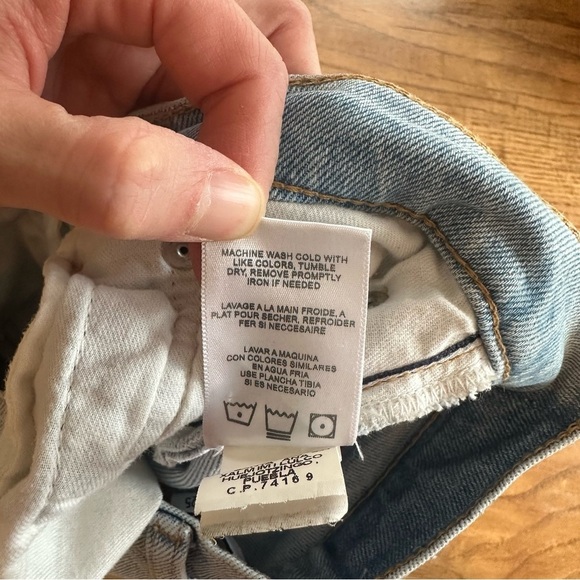 RE/DONE Jeans 90s High Rise Ankle Crop Raw Hem Button Fly Light Wash 25 - Picture 11 of 16